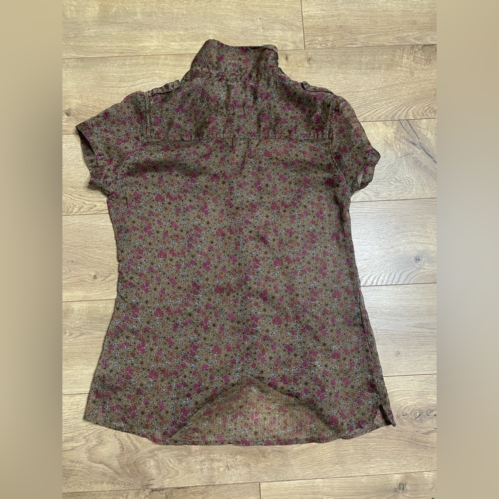 Converse Brown Floral Sheer Blouse - Picture 7 of 8